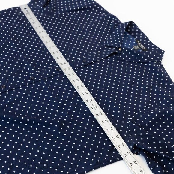 Lauren Ralph Lauren Silky Button Up Navy Polka Dots XXL Luxury Officewear Preppy - Picture 11 of 14